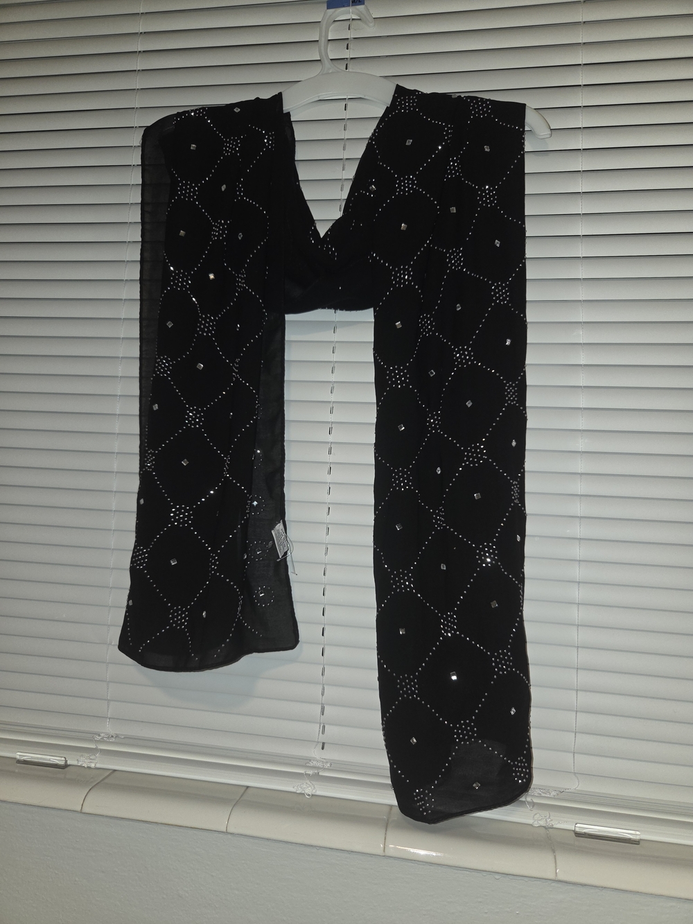 Jessica McClintock Black Beaded Evening Scarf